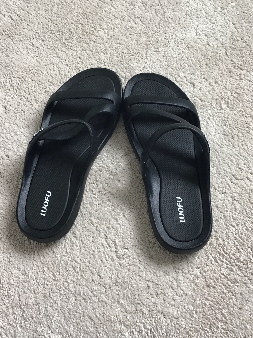 Women’s Black Strappy Slide Sandals